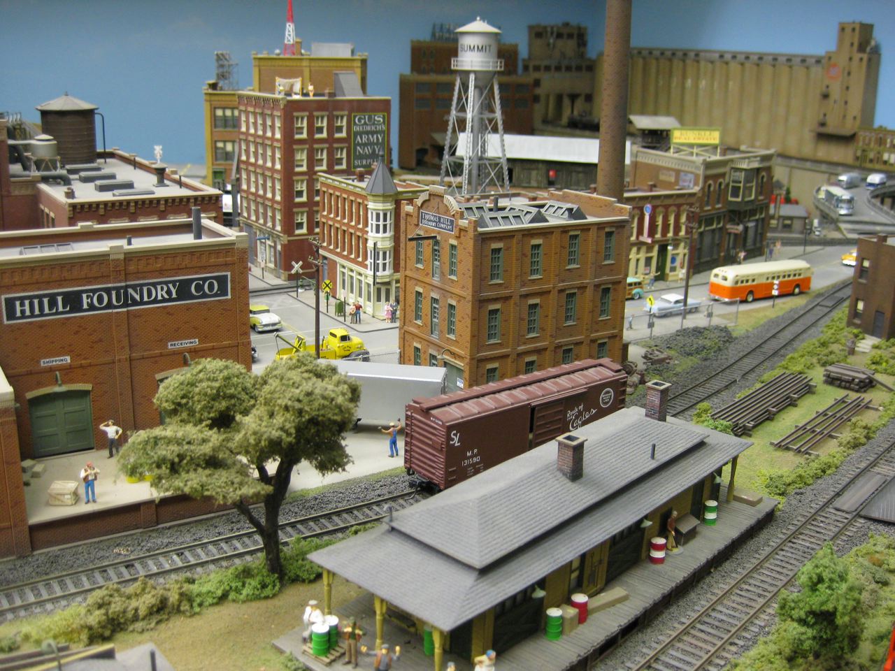The business and industrical district on a busy work day